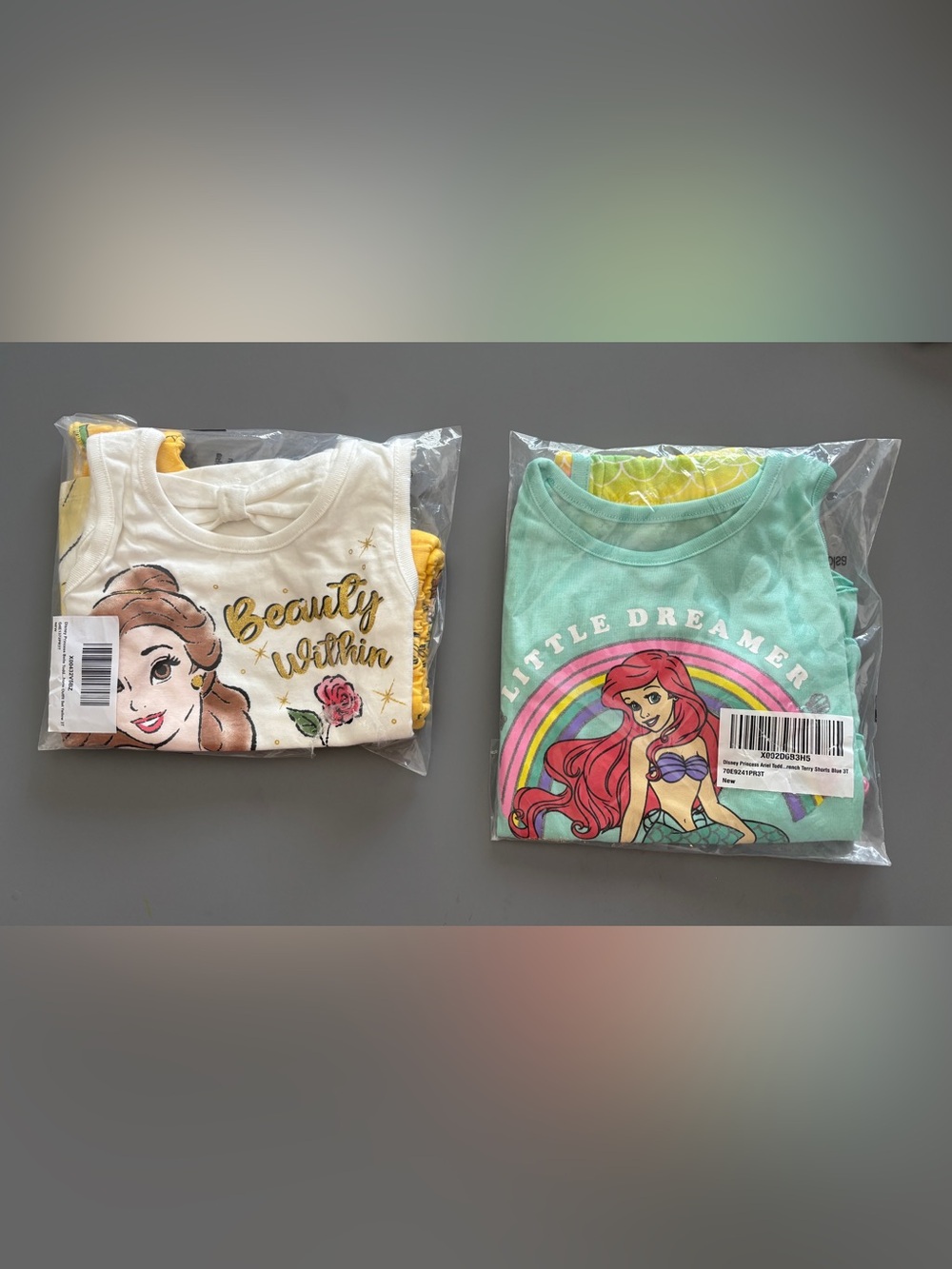 Disney Princess Belle & Little Mermaid Tee & Short Set